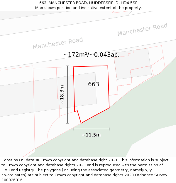 663, MANCHESTER ROAD, HUDDERSFIELD, HD4 5SF: Plot and title map