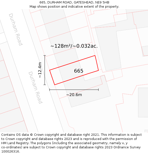 665, DURHAM ROAD, GATESHEAD, NE9 5HB: Plot and title map