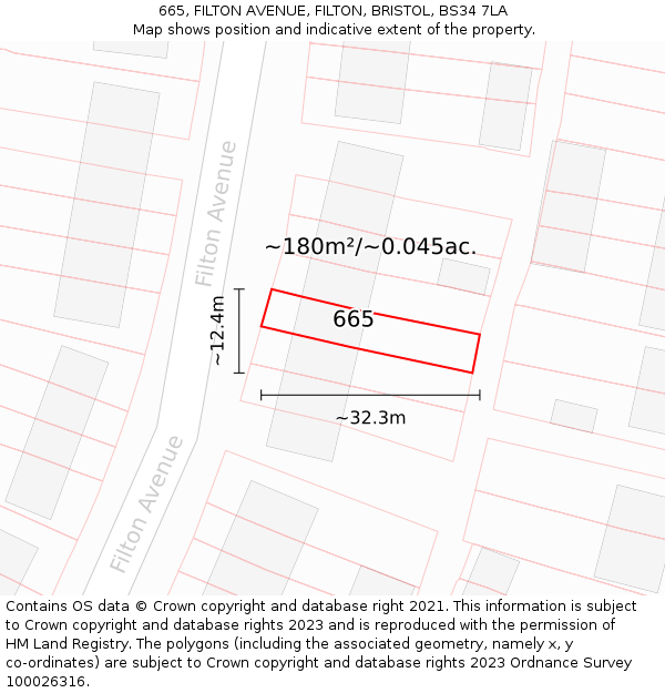665, FILTON AVENUE, FILTON, BRISTOL, BS34 7LA: Plot and title map
