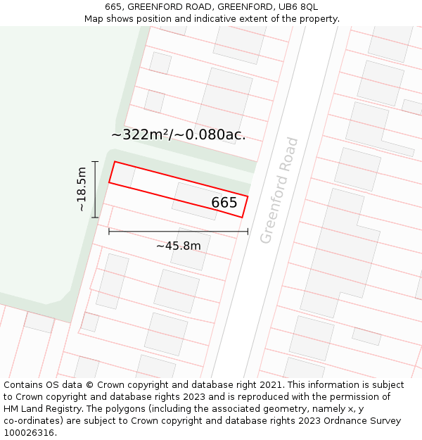 665, GREENFORD ROAD, GREENFORD, UB6 8QL: Plot and title map