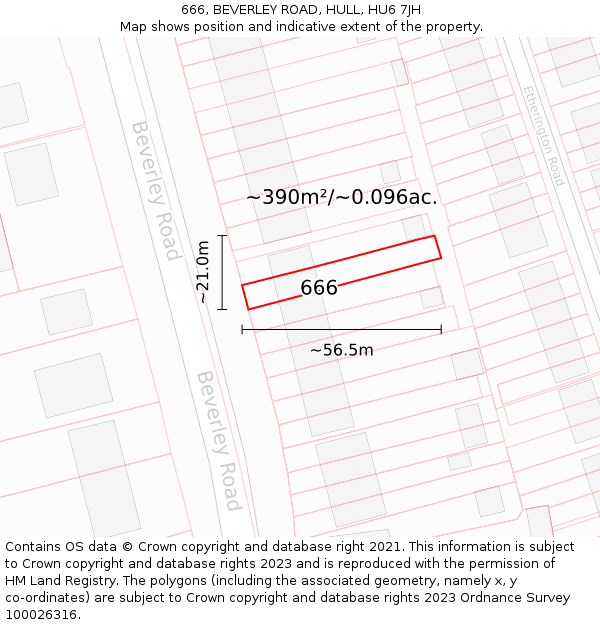 666, BEVERLEY ROAD, HULL, HU6 7JH: Plot and title map