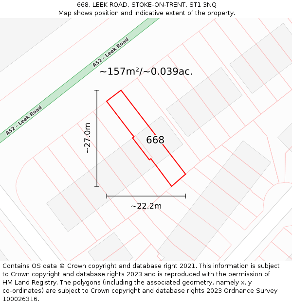 668, LEEK ROAD, STOKE-ON-TRENT, ST1 3NQ: Plot and title map