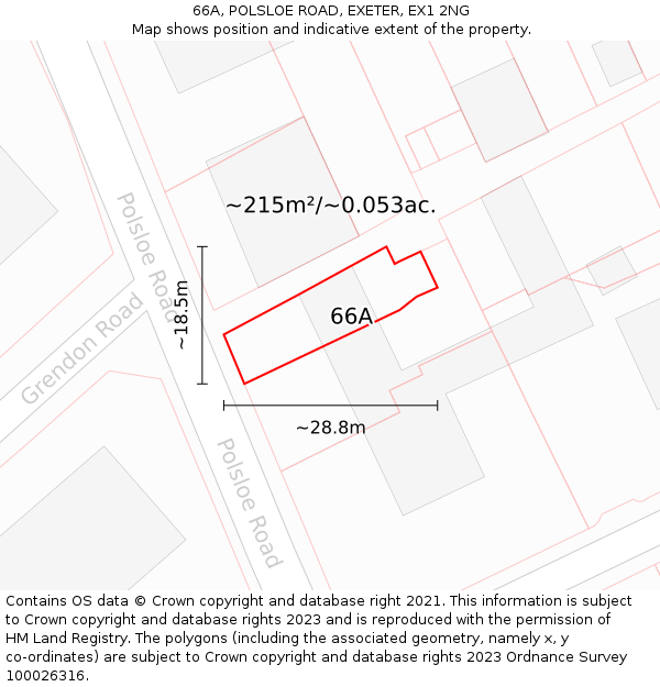 66A, POLSLOE ROAD, EXETER, EX1 2NG: Plot and title map