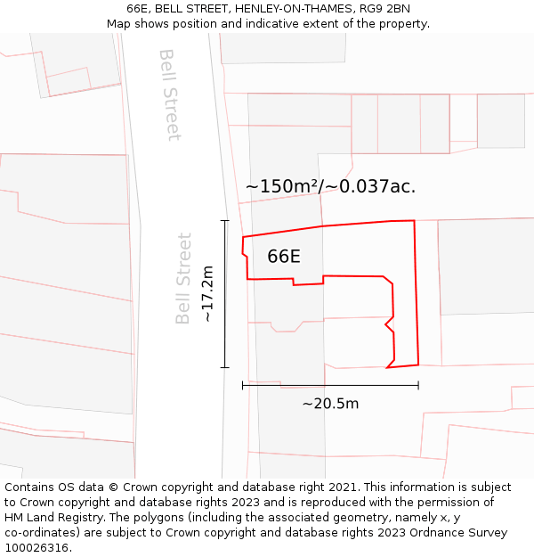 66E, BELL STREET, HENLEY-ON-THAMES, RG9 2BN: Plot and title map