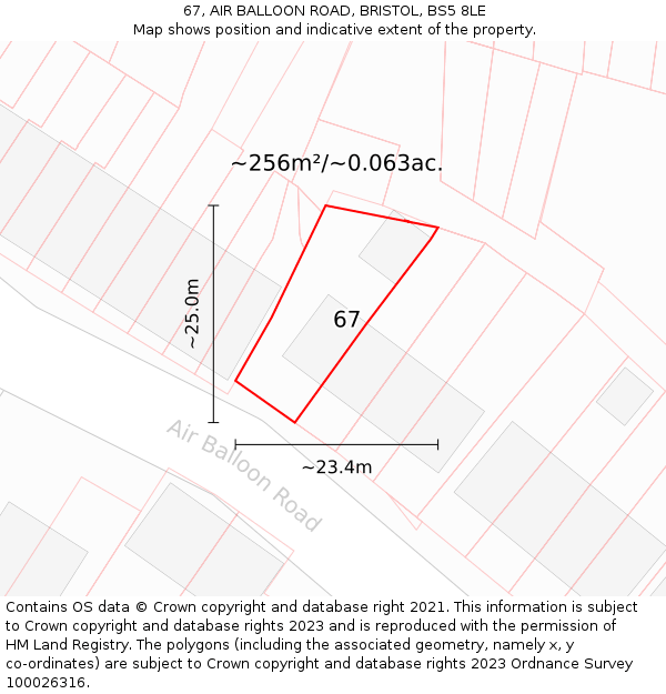 67, AIR BALLOON ROAD, BRISTOL, BS5 8LE: Plot and title map