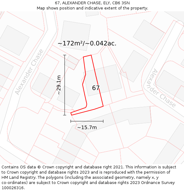 67, ALEXANDER CHASE, ELY, CB6 3SN: Plot and title map