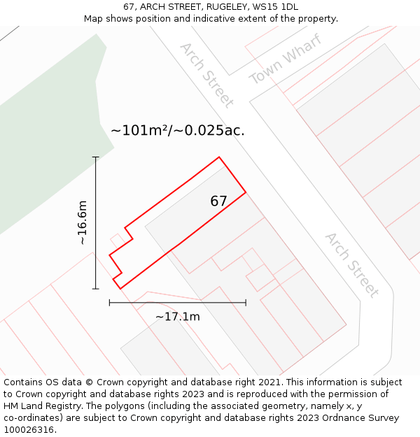 67, ARCH STREET, RUGELEY, WS15 1DL: Plot and title map