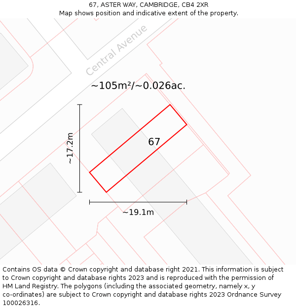 67, ASTER WAY, CAMBRIDGE, CB4 2XR: Plot and title map