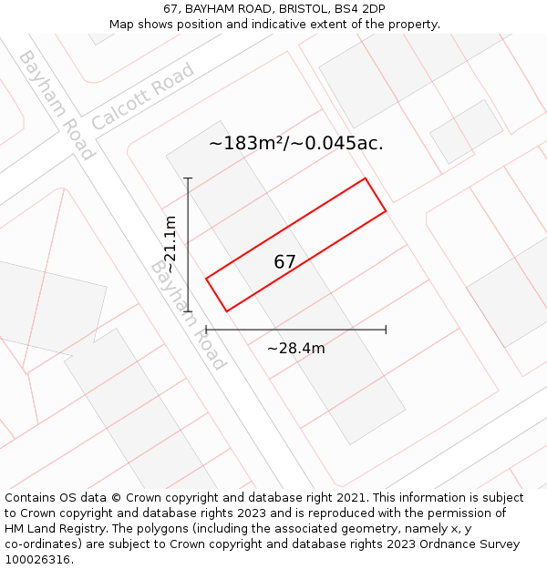 67, BAYHAM ROAD, BRISTOL, BS4 2DP: Plot and title map