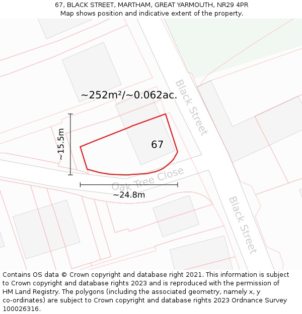 67, BLACK STREET, MARTHAM, GREAT YARMOUTH, NR29 4PR: Plot and title map