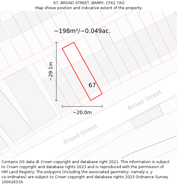 67, BROAD STREET, BARRY, CF62 7AG: Plot and title map