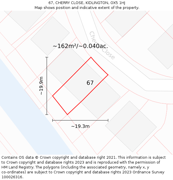 67, CHERRY CLOSE, KIDLINGTON, OX5 1HJ: Plot and title map