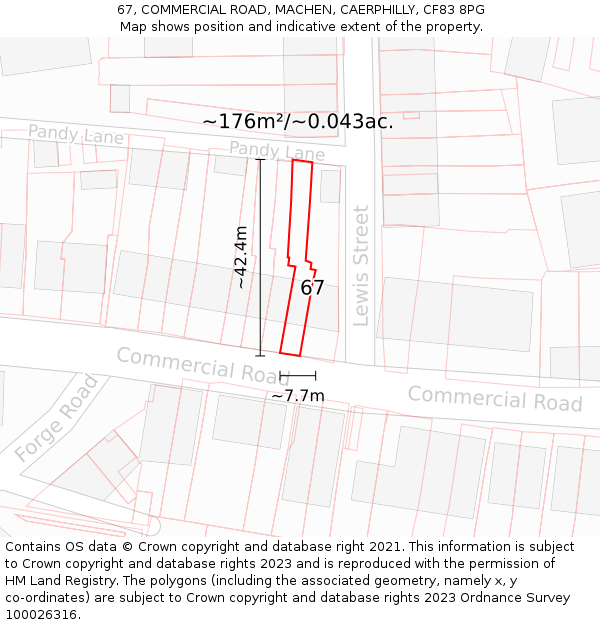 67, COMMERCIAL ROAD, MACHEN, CAERPHILLY, CF83 8PG: Plot and title map