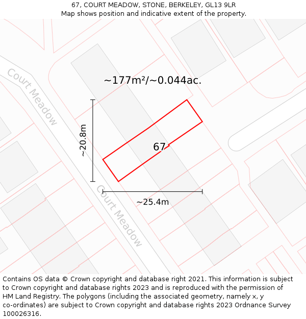 67, COURT MEADOW, STONE, BERKELEY, GL13 9LR: Plot and title map