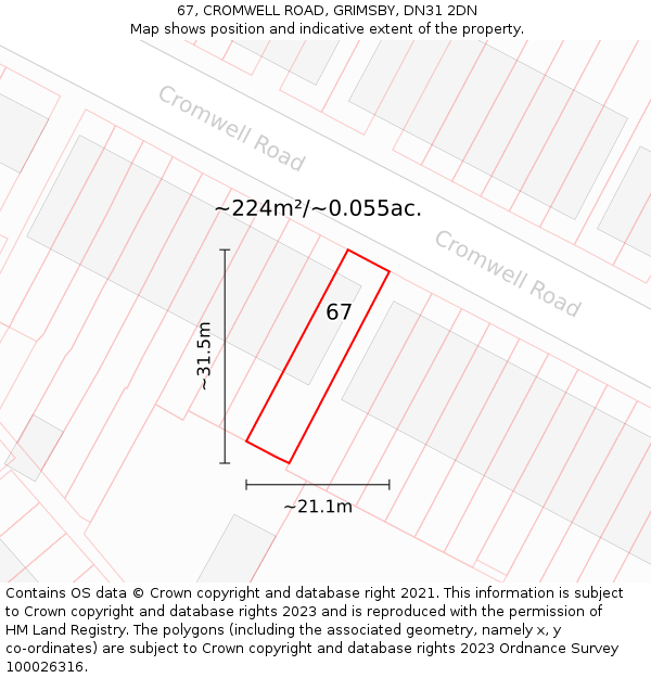 67, CROMWELL ROAD, GRIMSBY, DN31 2DN: Plot and title map