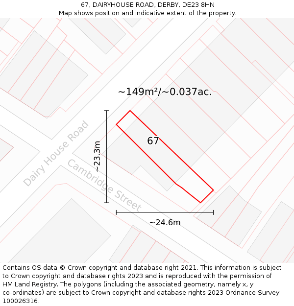 67, DAIRYHOUSE ROAD, DERBY, DE23 8HN: Plot and title map
