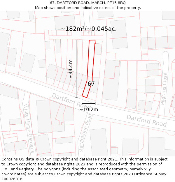 67, DARTFORD ROAD, MARCH, PE15 8BQ: Plot and title map
