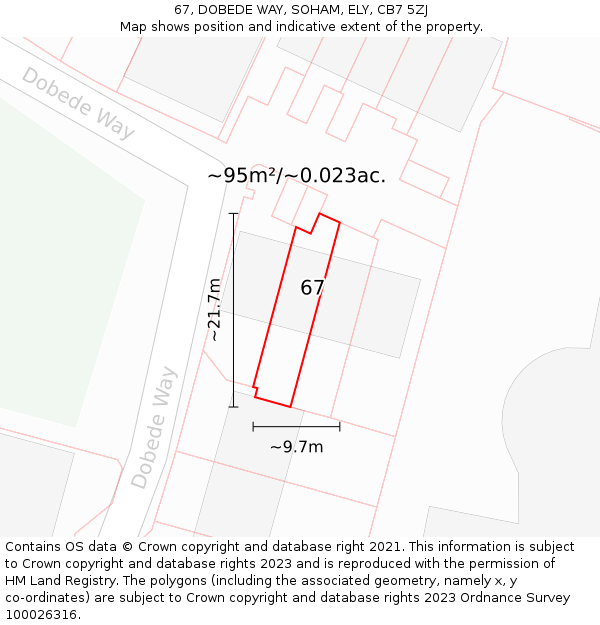 67, DOBEDE WAY, SOHAM, ELY, CB7 5ZJ: Plot and title map