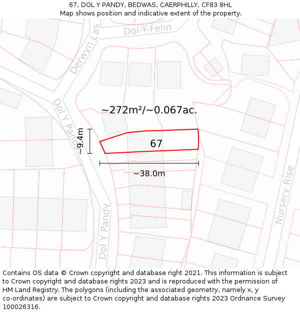 67, DOL Y PANDY, BEDWAS, CAERPHILLY, CF83 8HL: Plot and title map