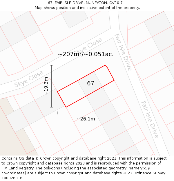 67, FAIR ISLE DRIVE, NUNEATON, CV10 7LL: Plot and title map