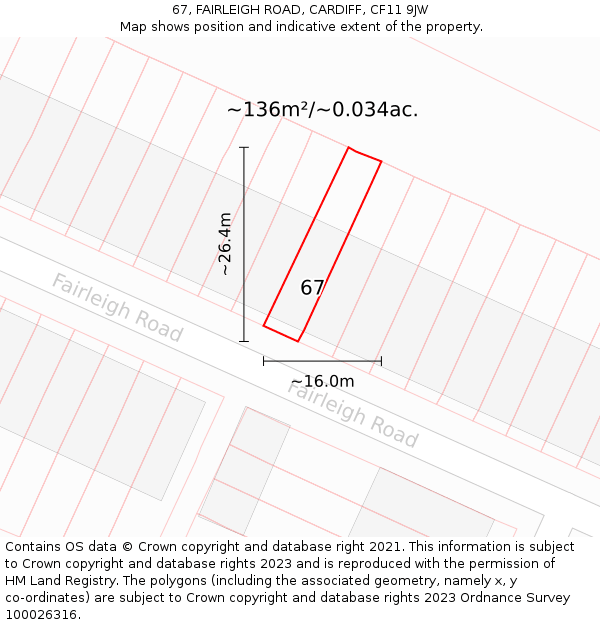 67, FAIRLEIGH ROAD, CARDIFF, CF11 9JW: Plot and title map