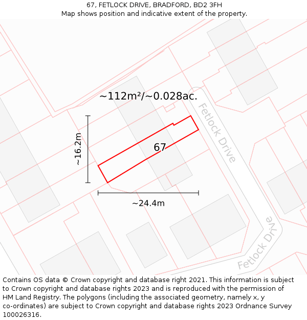 67, FETLOCK DRIVE, BRADFORD, BD2 3FH: Plot and title map