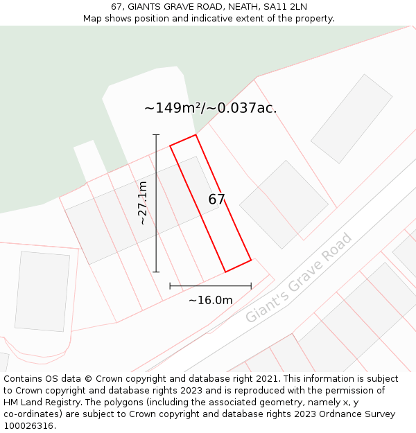 67, GIANTS GRAVE ROAD, NEATH, SA11 2LN: Plot and title map