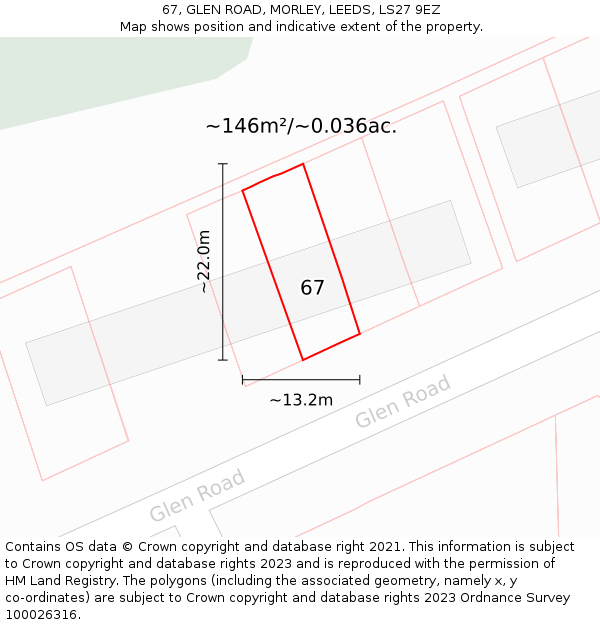 67, GLEN ROAD, MORLEY, LEEDS, LS27 9EZ: Plot and title map