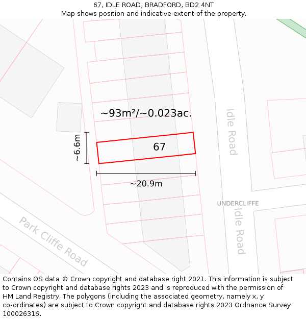 67, IDLE ROAD, BRADFORD, BD2 4NT: Plot and title map
