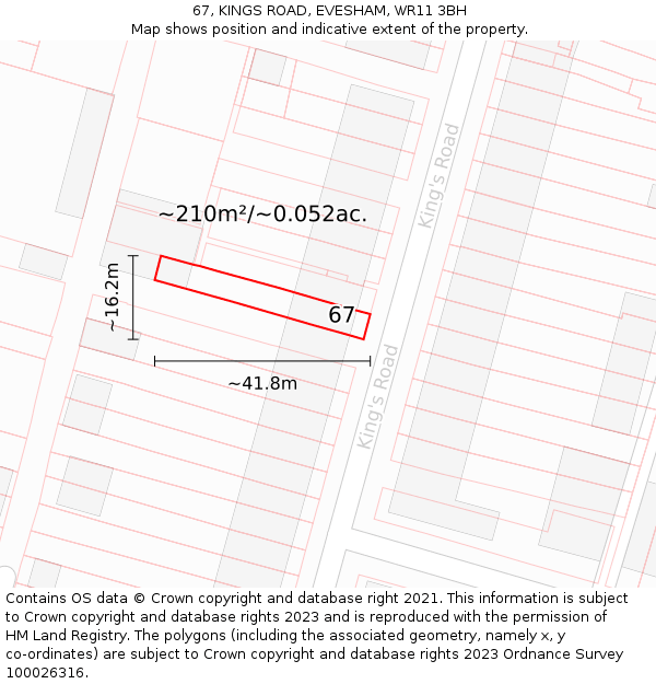 67, KINGS ROAD, EVESHAM, WR11 3BH: Plot and title map