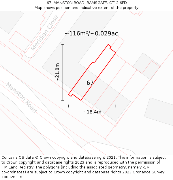 67, MANSTON ROAD, RAMSGATE, CT12 6FD: Plot and title map