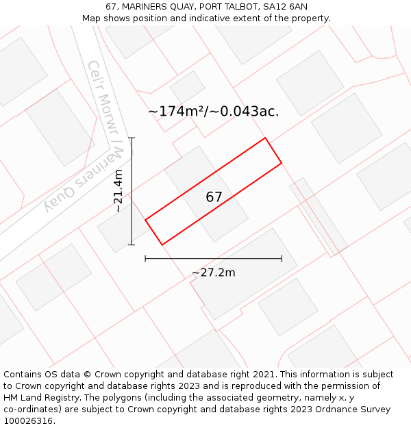 67, MARINERS QUAY, PORT TALBOT, SA12 6AN: Plot and title map