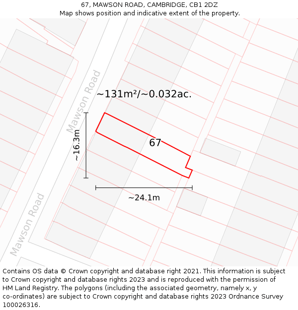 67, MAWSON ROAD, CAMBRIDGE, CB1 2DZ: Plot and title map
