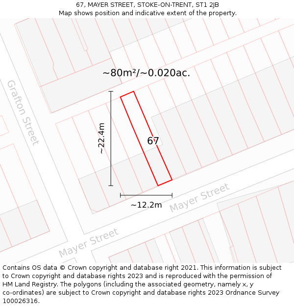 67, MAYER STREET, STOKE-ON-TRENT, ST1 2JB: Plot and title map