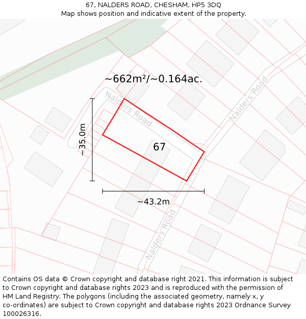 67, NALDERS ROAD, CHESHAM, HP5 3DQ: Plot and title map
