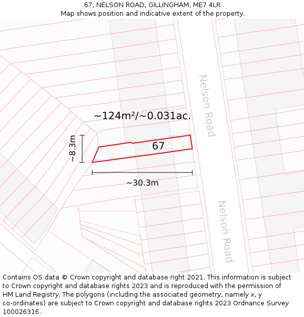 67, NELSON ROAD, GILLINGHAM, ME7 4LR: Plot and title map