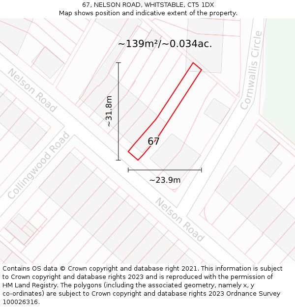 67, NELSON ROAD, WHITSTABLE, CT5 1DX: Plot and title map