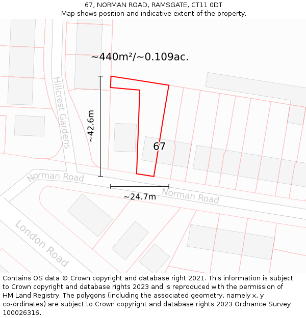 67, NORMAN ROAD, RAMSGATE, CT11 0DT: Plot and title map