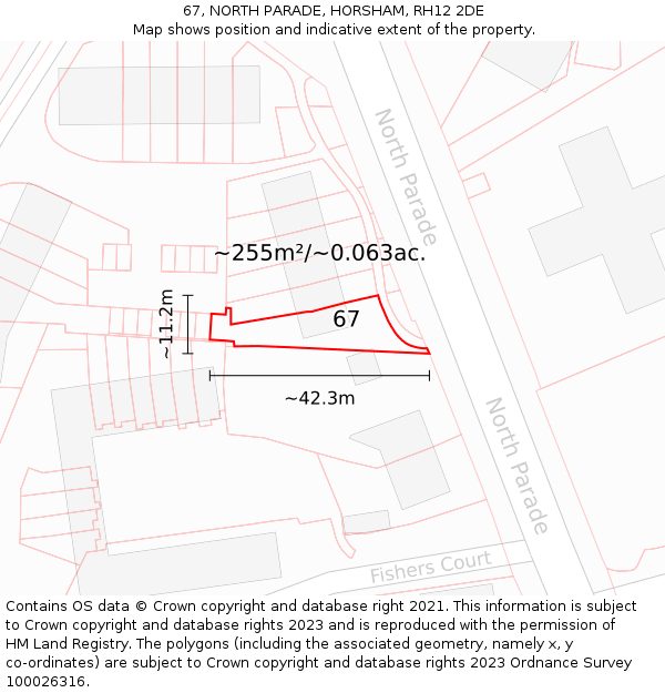 67, NORTH PARADE, HORSHAM, RH12 2DE: Plot and title map