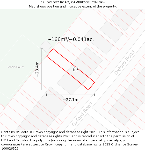 67, OXFORD ROAD, CAMBRIDGE, CB4 3PH: Plot and title map