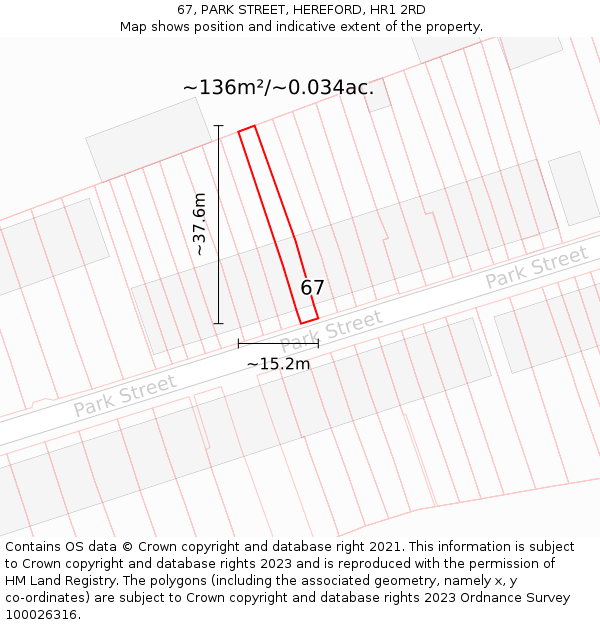 67, PARK STREET, HEREFORD, HR1 2RD: Plot and title map