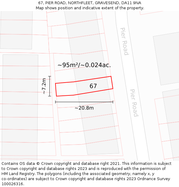 67, PIER ROAD, NORTHFLEET, GRAVESEND, DA11 9NA: Plot and title map