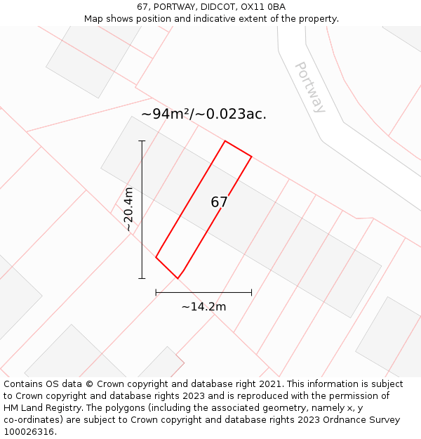 67, PORTWAY, DIDCOT, OX11 0BA: Plot and title map