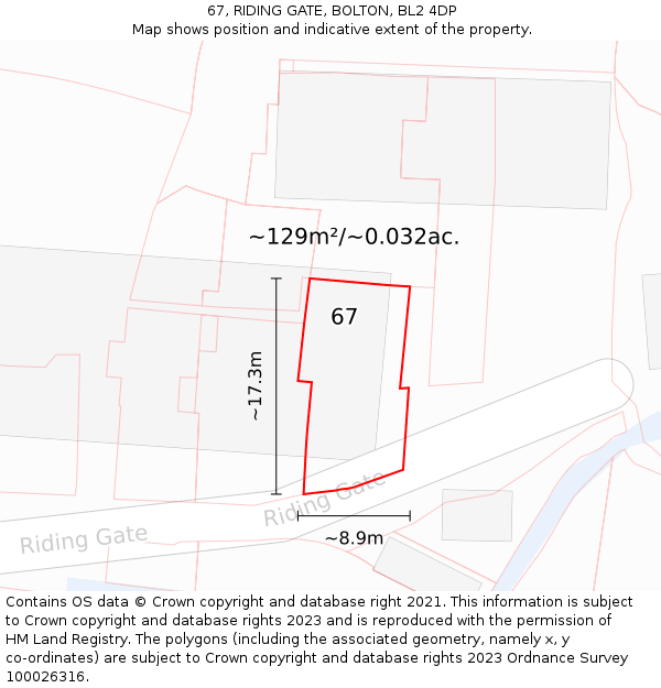 67, RIDING GATE, BOLTON, BL2 4DP: Plot and title map