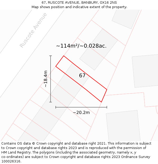 67, RUSCOTE AVENUE, BANBURY, OX16 2NS: Plot and title map