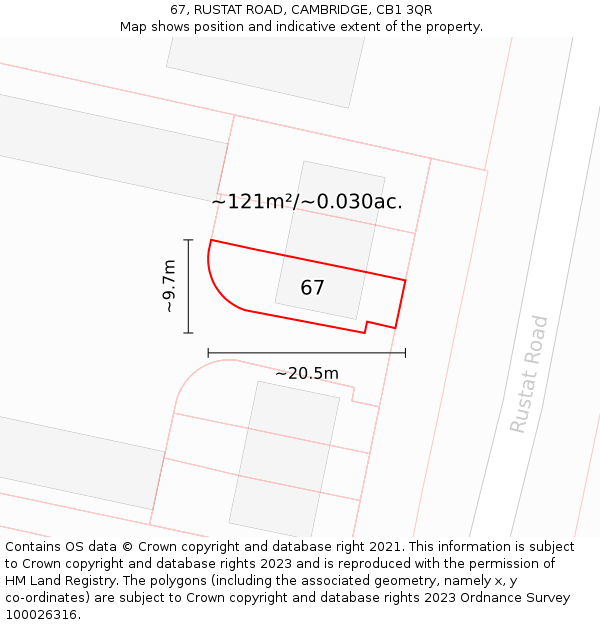 67, RUSTAT ROAD, CAMBRIDGE, CB1 3QR: Plot and title map