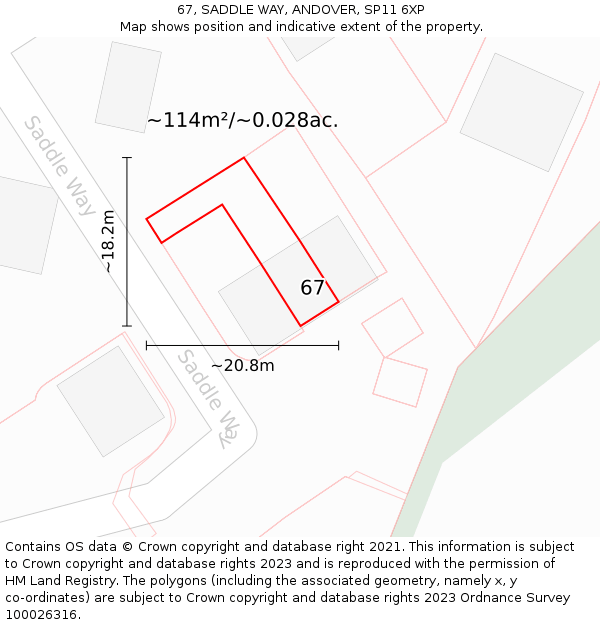 67, SADDLE WAY, ANDOVER, SP11 6XP: Plot and title map