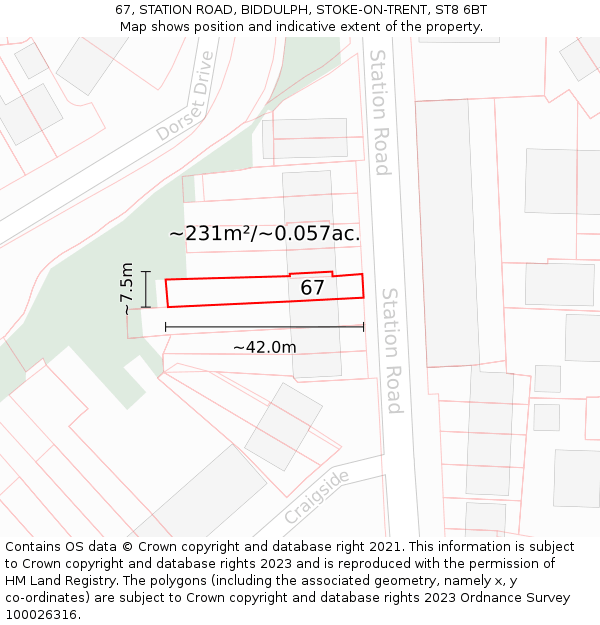 67, STATION ROAD, BIDDULPH, STOKE-ON-TRENT, ST8 6BT: Plot and title map