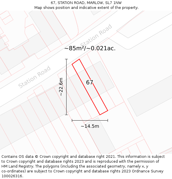 67, STATION ROAD, MARLOW, SL7 1NW: Plot and title map