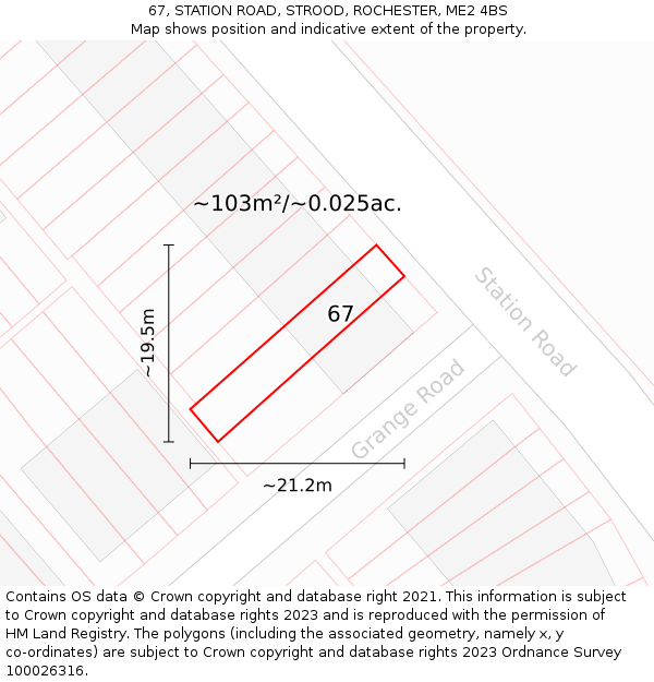 67, STATION ROAD, STROOD, ROCHESTER, ME2 4BS: Plot and title map